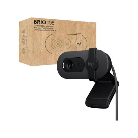 Logitech Brio 105 Full HD 1080p Business Webcam with Auto-Light Balance, USB-A, Privacy Shutter, Easy Set-Up, Compatible with Windows, macOS, ChromeOS