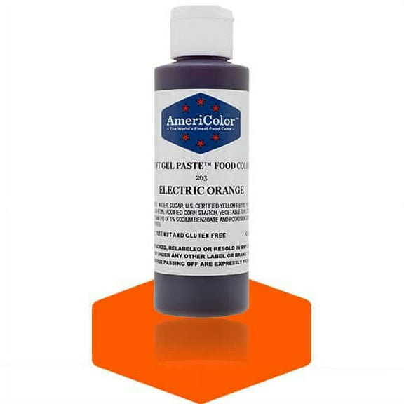AmeriColor, Soft Gel Paste Food Color, Electric Orange 4.5 oz