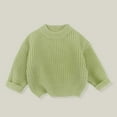 thumbnail image 2 of Bobifish Baby Light Green Crew Neck Sweater Waffle Knit Pattern Long Sleeve Sweater Knitted Soft Casual Kids Spring Fall Daily Wear Pullover Top, 2 of 4