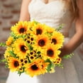 thumbnail image 2 of Artificial Sunflower Bouquets 2 Bunches Fake Silk Sunflowers for Bridal Bouquets Home Centerpieces Decor Summer Outdoor Indoor Decor, 2 of 8