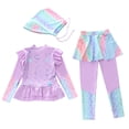 thumbnail image 4 of JAJAHO Girls Swimsuit For Kids Full Coverage Long Sleeve Rash Guard With Skirt Leggings Swim Cap 3 Piece Set For 3-12 Years Trendy Swimwear, 4 of 8