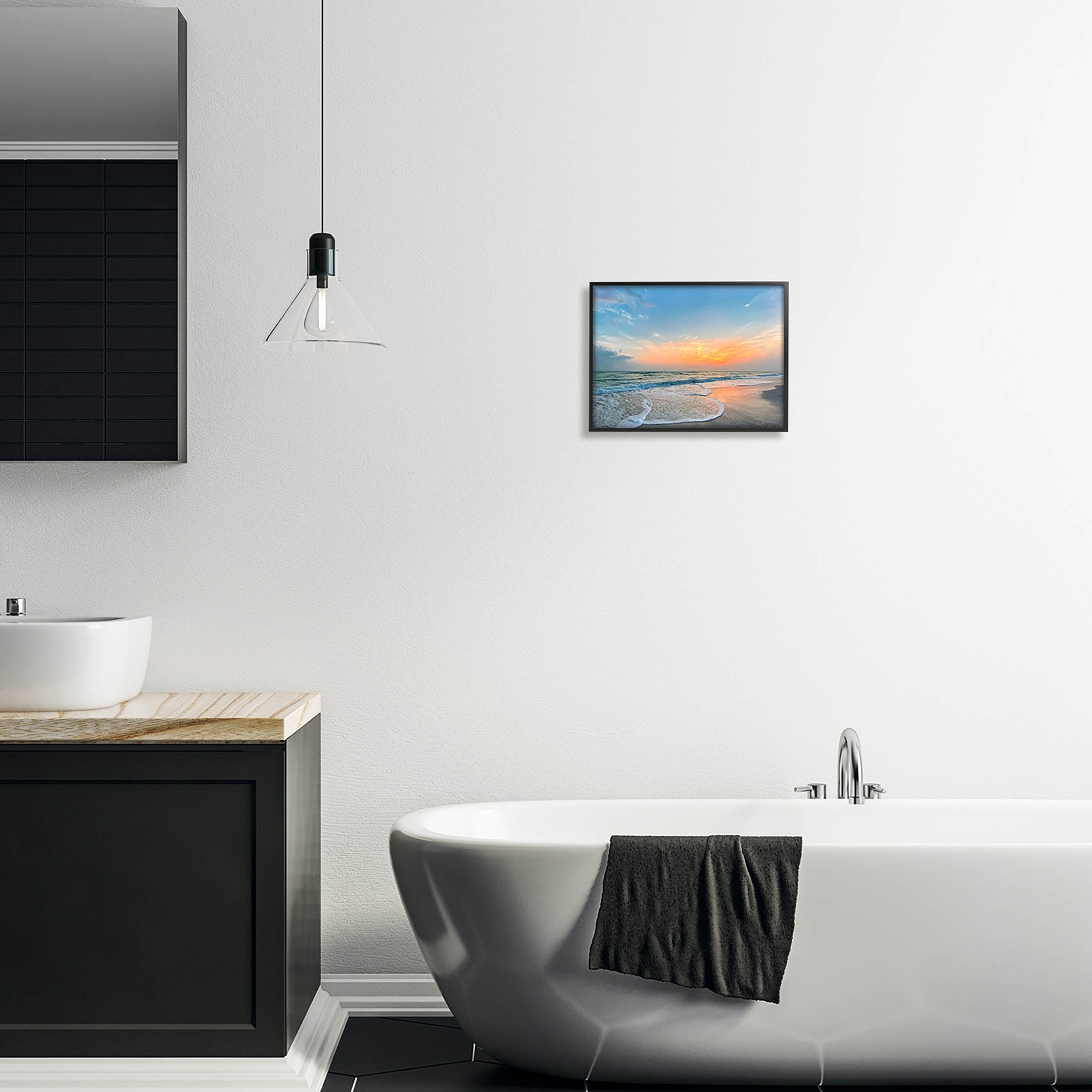 Stupell Industries Layered Beach Foam Sunrise Photograph Black Framed Art Print Wall Art, Design by Mary Lou Photography