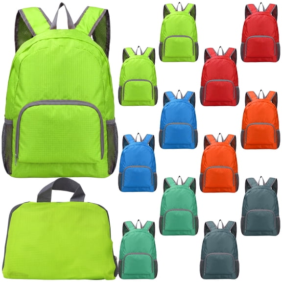 Miguan 12pcs Lightweight Foldable Backpack, Water Resistant Packable Daypack, Portable Fold Up Travel Backpack for Outdoor Hiking Camping Travel Shopping Sports Multi Colors Foldable Small Backpack