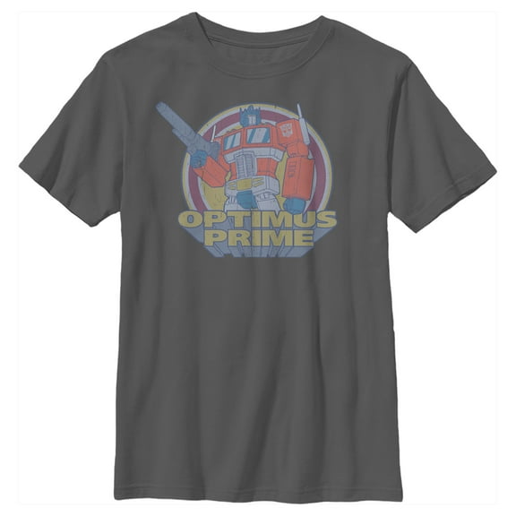 Boy's Transformers Optimus Prime Retro Circle  Graphic Tee Charcoal Medium