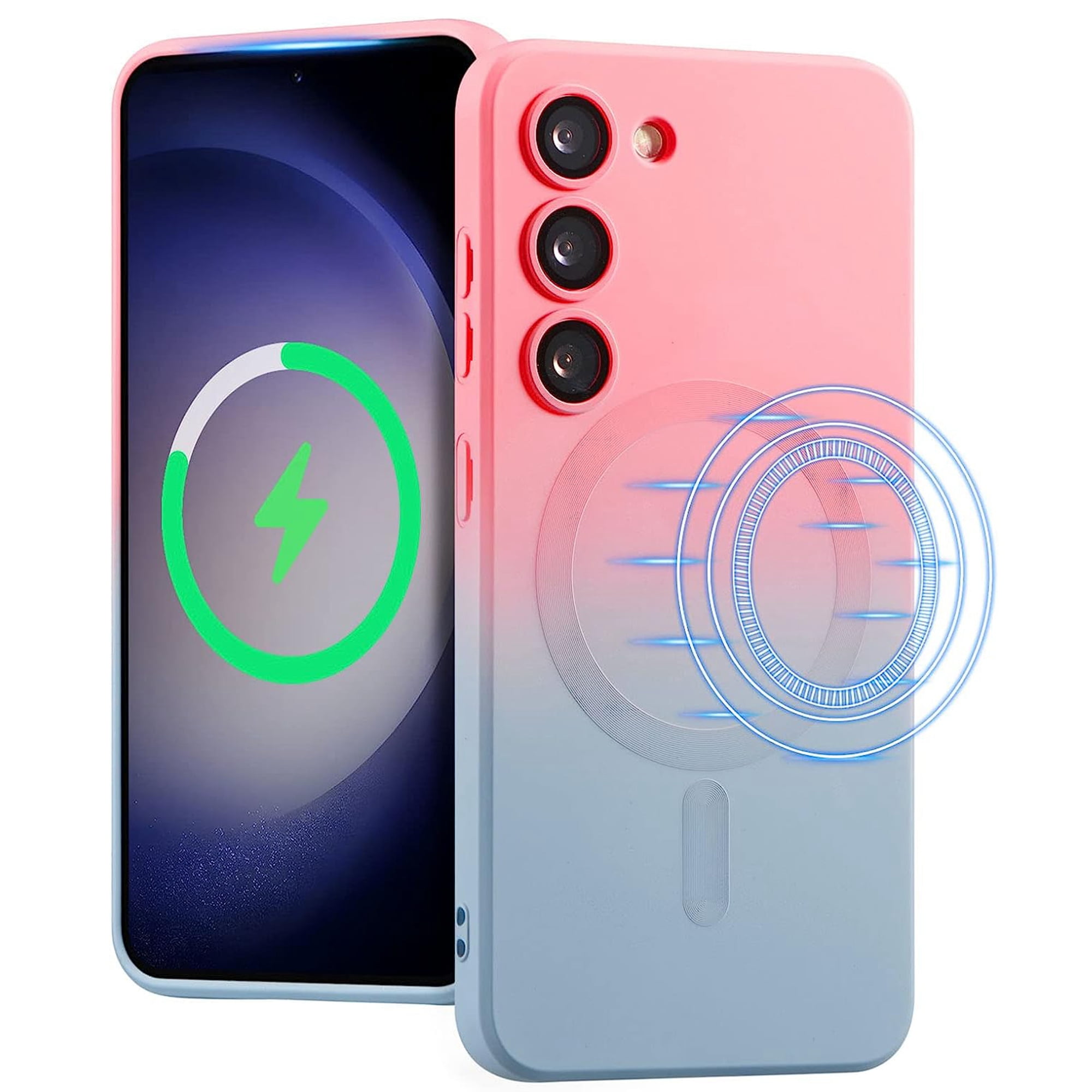 Dteck for Samsung Galaxy S22+ / S22 Plus Case Compatible with MagSafe, Gradient TPU Shockproof Non-Slip Protective Slim Cover with Camera Lens Protector 6.6 Inch,Pink Blue