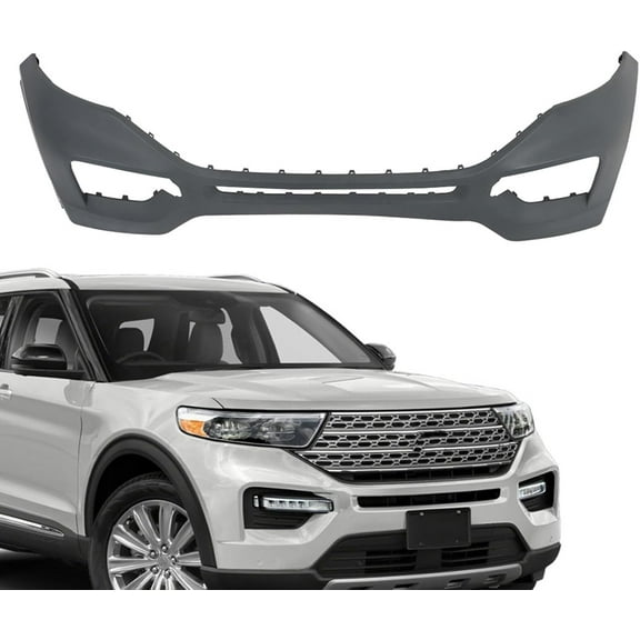 waltyotur Front Bumper Cover Primed Replacement for Explorer 2020 2021 2022 Without Parking Holes