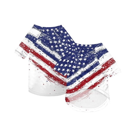 Dog Clothes for Small Dogs Large Dogs Sky Blue American Flag Pet Shirt Summer Dog Clothes for Medium Puppies 1 Pack