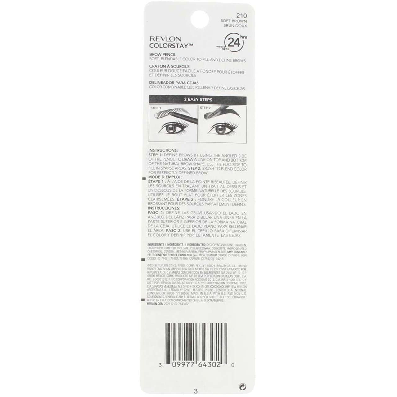 Revlon ColorStay Brow Pencil, Soft Brown (Pack of 2)