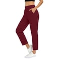 thumbnail image 2 of LYHBC Womens Golf Pants Elastic Waist Stretch Straight Leg Business Casual Yoga Cropped Ankle Pants with Pockets, 2 of 9
