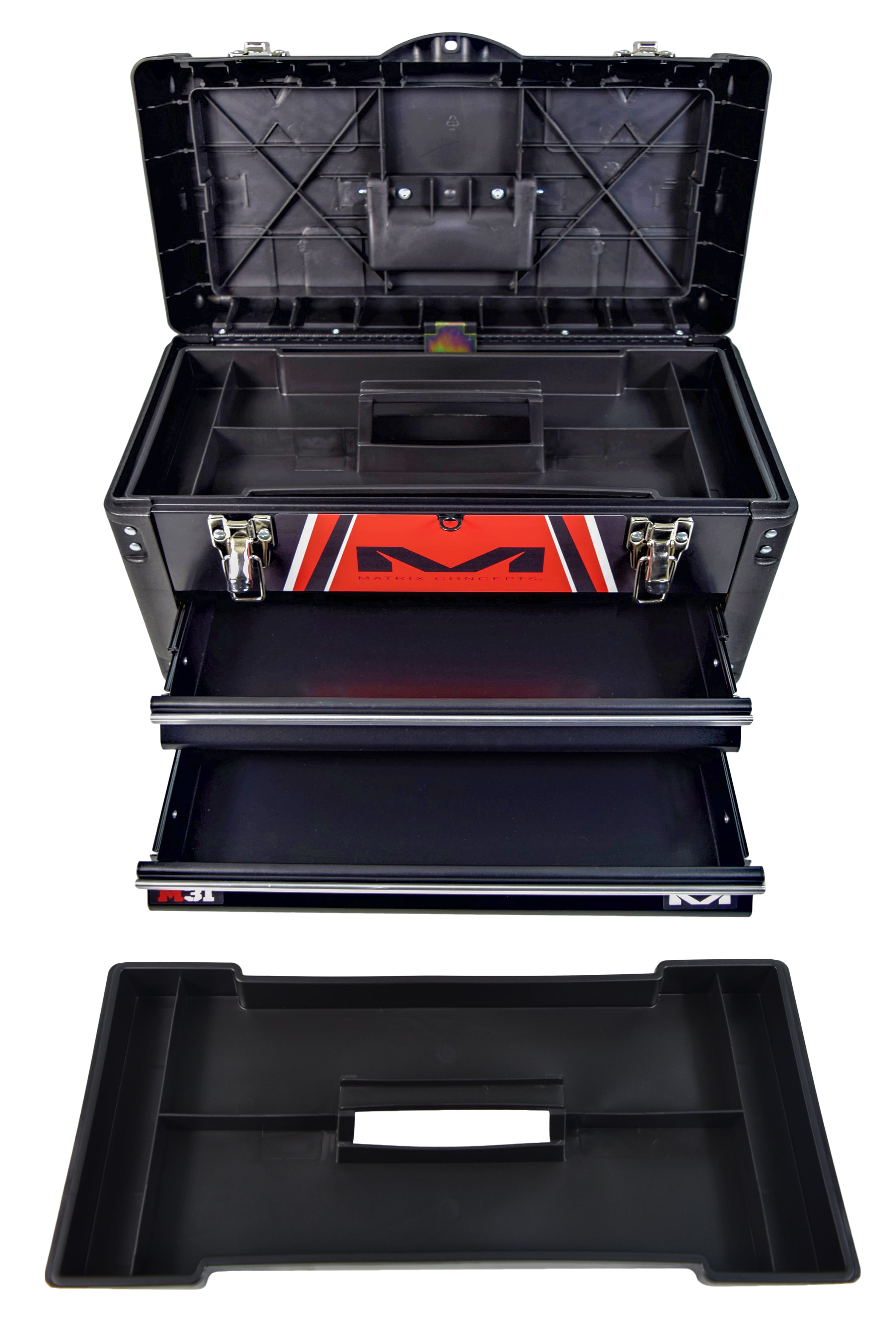 Matrix Concepts M31 Worx 2 Drawer Portable Tool Box Black Red