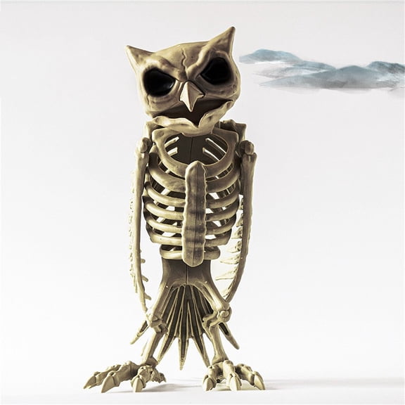 Halloween Owl Skeleton Statue,Movable Mouth Joints Gothic Skeleton Animals Bones Sculptures,Halloween Scary Bird Owl Skeleton Sculpture Decoration for Haunted Houses Indoor Outdoor