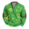 thumbnail image 2 of Yaoyar Mens St Patrick's Long Sleeve T-Shirt Crewneck Half Zipper Long Sleeved Shirts Top, 2 of 5