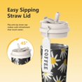 thumbnail image 3 of 18oz Travel Coffee Mug, 316 Stainless Steel Vacuum Insulated Tumbler with 2-in-1 Straw Lid & Strap, Daisy Floral Print, 3 of 6