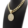 thumbnail image 3 of Stone Stud QC Initials Medal Pendant with 11mm Cuban Chain Necklace, Gold-Tone, 20", 3 of 4