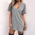 thumbnail image 2 of CIENVNSTG Summer Dresses for Women 2026 V-Neck Short Sleeve Casual Sundresses T-Shirt Dress Side-Slit Casual Dress M, 2 of 7
