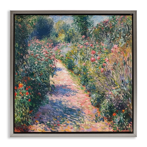 Stupell Industries Transitional Impressionist Wildflower Path Gray Floating Frame Canvas Art, 25 x 25, by LSR Design Studio