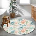 thumbnail image 3 of Round Rugs 3.3 Ft, Teal Red Jellyfish Coastal Non Slip Area Rugs for Kitchen Bedroom Entryway, Nautical Beach Coral Starfish Washable Carpet Runner Rug Floor Mats for Bedroom Home Decor, 3 of 8