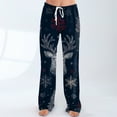 thumbnail image 5 of Women's Drawstring Christmas Printed Casual Pants, Long Trousers with Elastic Waist for Comfortable Wear, Festive Design for Holiday Season,Navy,S, 5 of 6
