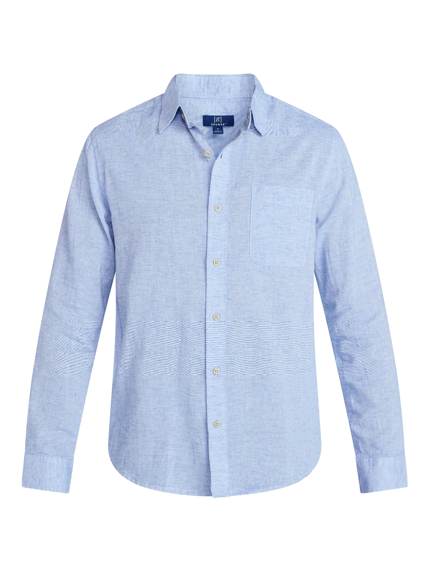 George Men's and Big Men's Linen Blend Button Up Shirt with Long Sleeves, Sizes S-5XL