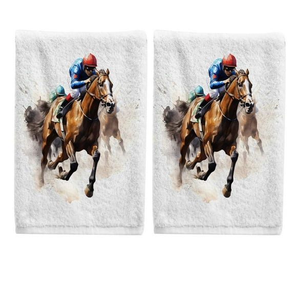 Ryvnso Horses Riding Hand Towels Set for Bathroom Cotton Face Towel Decorative 15.5x29.5 inch