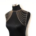thumbnail image 3 of Double Shoulder Chain Body Chains Fashion Party Shoulder Accessories Gold Silver, 3 of 10