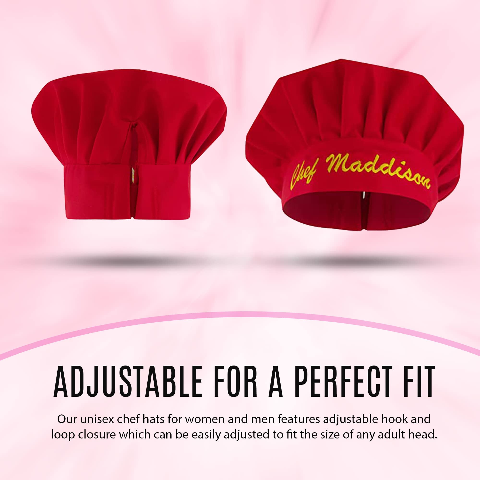 Xmmswdla Chef Hats for Adults Adjustable Elastic Chef Cap Kitchen Bakers Hat Cooking Cap Funny Chef Gifts for Men Women, Red, Size: As Picture