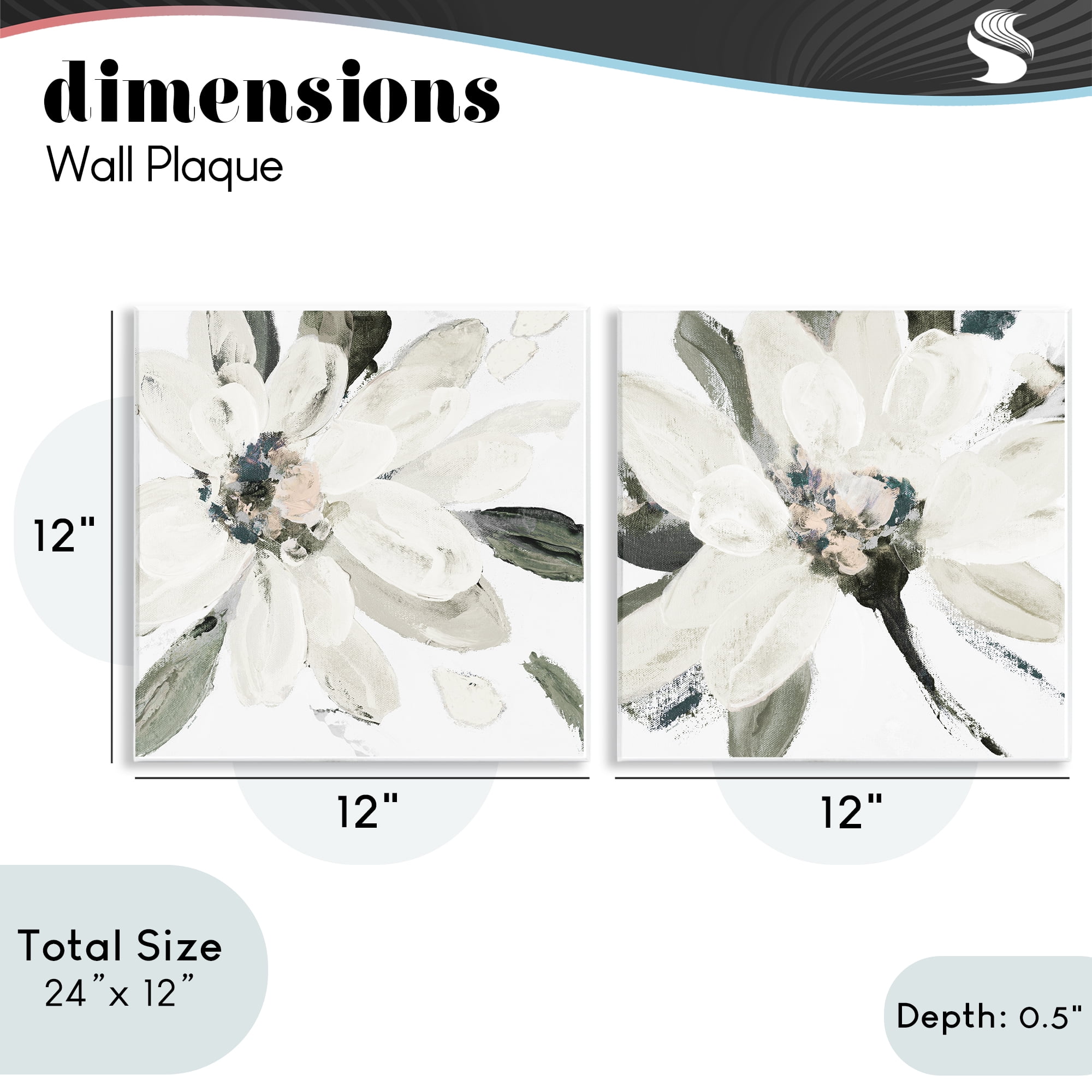 Stupell Industries Naturally Blooming White Flowers 2 Piece Wall Plaque Art Set, design by Lanie Loreth