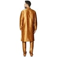thumbnail image 4 of SKAVIJ Mens Art Silk Embroidered Kurta Pyjama Set Traditional Wear Brown L, 4 of 6