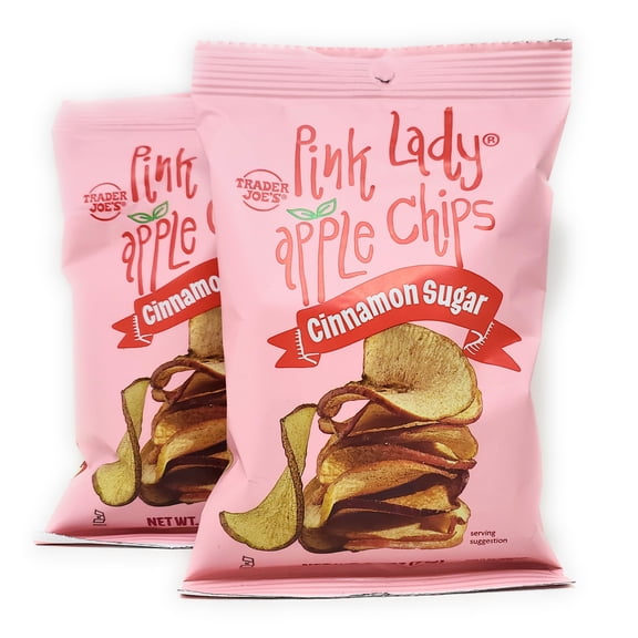 Trader Joe's Pink Lady Apple Chips Cinnamon Sugar 2.5 oz, Pack of 2