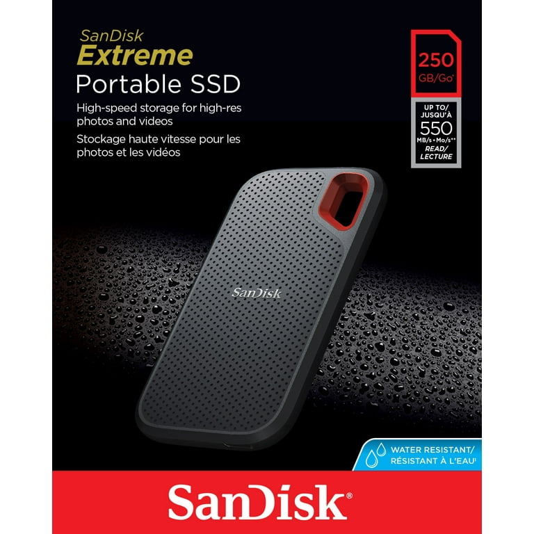 Sandisk SDSSDE60-250G-G25 250GB Extreme Portable 3.1 Type-C External Solid State Drive - Walmart.com