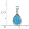 thumbnail image 3 of Sterling Silver Rhodium-plated Synthetic Opal Polished Teardrop Pendant, 3 of 3