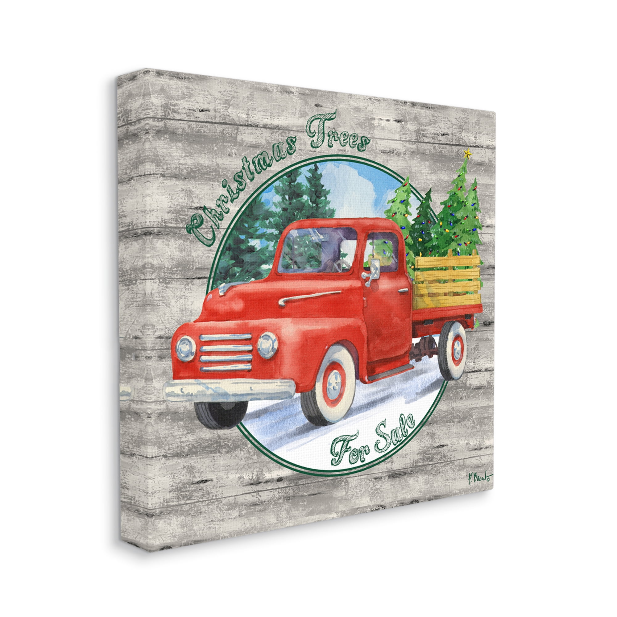 Stupell Industries Christmas Tree Truck Holiday Painting Gallery Wrapped Canvas Print Wall Art, 30 x 30