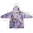 thumbnail image 7 of Purple Butterfly Flower Pattern Blanket Hoodies for Kids 6-13YR Oversize Wearable Blanket Hoodies for Boys Girls Teens, 7 of 7