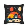 thumbnail image 4 of Serene Nighttime Scene Throw Pillow Covers - Set of 2 18x18in Featuring Red & Yellow Moons Clouds Stars Perfect for Couch Bed Car Decor, 4 of 8