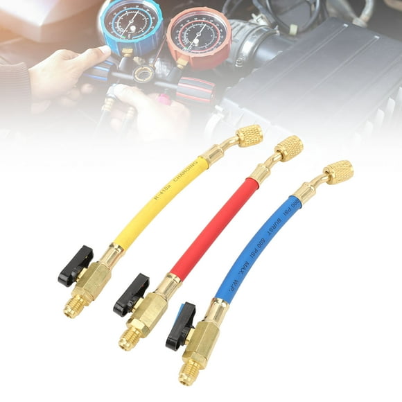 R134A R410A R22 R12 Charging Hoses, Color Coded Refrigeration Charging Hose Set Quick Connection  for Car Air Condition Maintenance