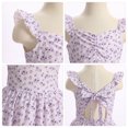 thumbnail image 5 of IBTOM CASTLE Teen Summer Holiday Floral Dress Junior Beach Casual Sundress | Tween Self Tie Back Flutter Sleeve Tea Party Back to School Prom Dress 10-11 Years Purple, 5 of 7