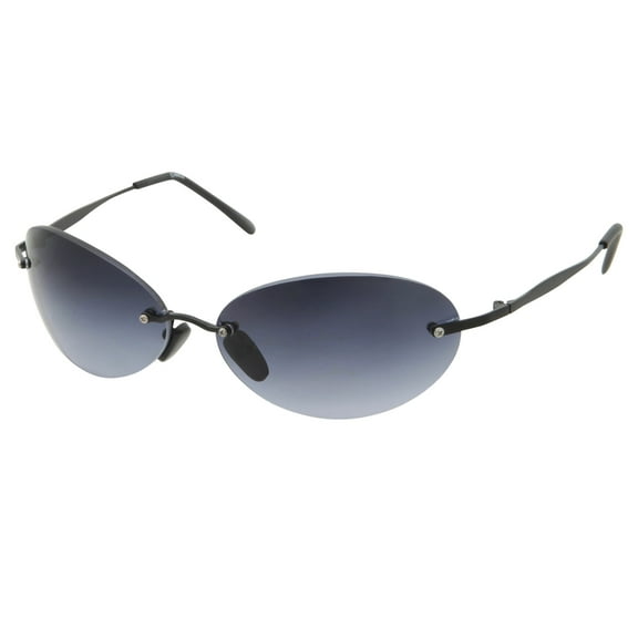 grinderPUNCH Matrix Morpheus NEO Type Costume Round Oval | Mens Rimless Sunglasses Black
