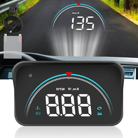Universal Multi Display - TSV Universal Car HUD, Head-Up Display Multi-Color Windshield Screen Projector Vehicle Speed & GPS Navigation Compass, Plug & Play