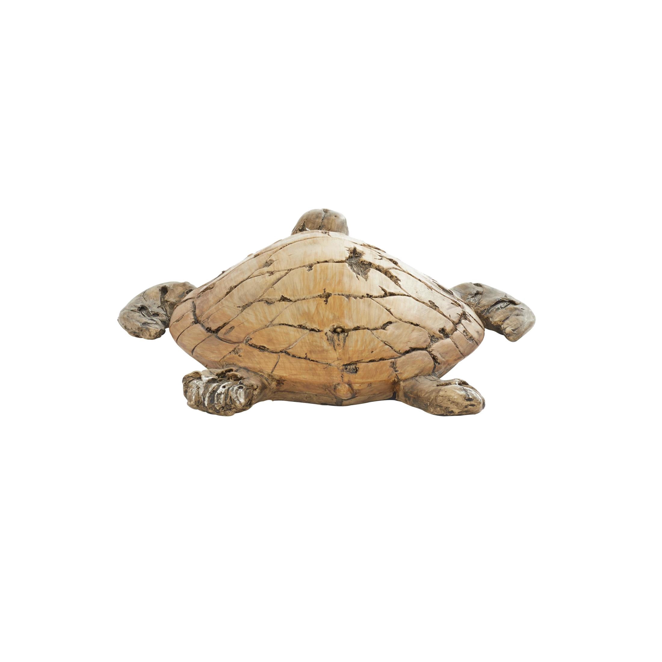 11" x 3" Brown Polystone Turtle Sculpture, by DecMode