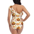 thumbnail image 5 of Sikiie Thanksgiving With Turkey Print Women One Piece Swimsuits Tummy Control One Shoulder Bathing Suits Ruffle Swimwear, From S to XXL-XX-Large, 5 of 6