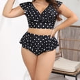 thumbnail image 5 of TaTaai 2026 New Women's Plus Size Polka Dot Bikini Set V Neck Ruffle Two Piece Swimwear Oversized Slimming Bathing Suit for Summer Pool Party Gift, 5 of 7