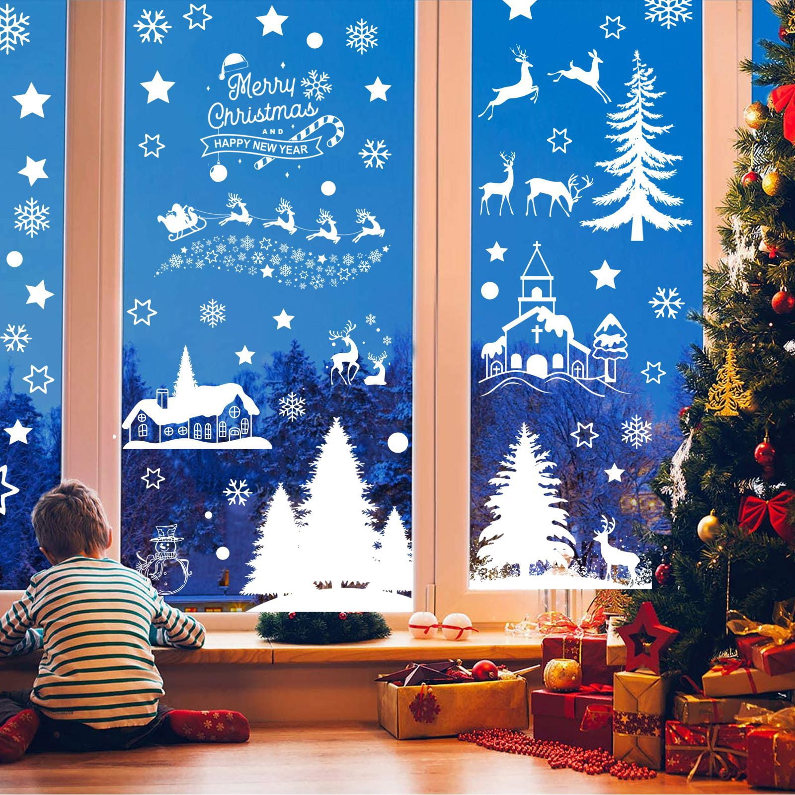 1 Pieza Pegatina De Uñas De Navidad Con Bolas De Nieve Blancas Y Copos