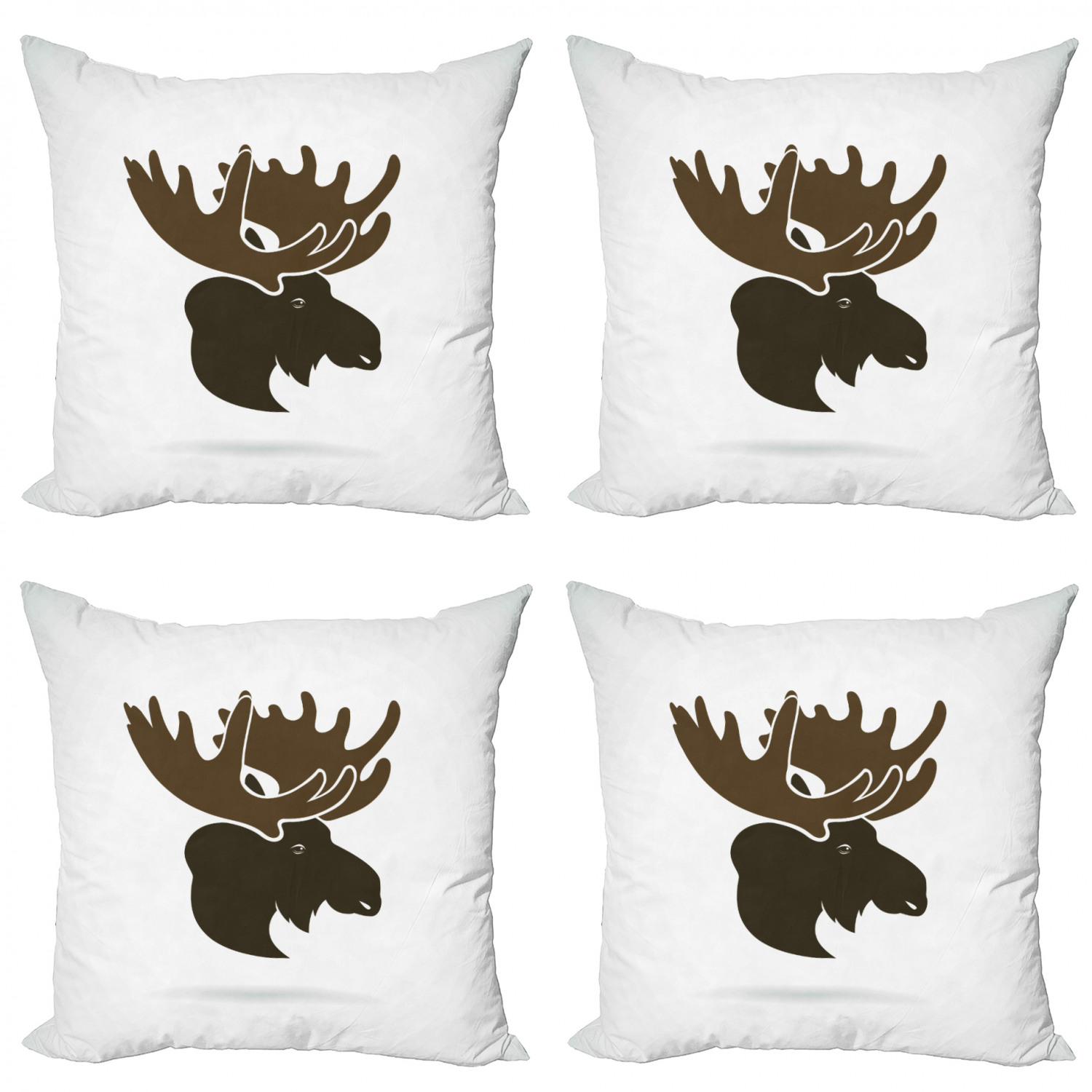 Moose Throw Pillow Cushion Case Pack of 4, Deer Head Canadian Northern