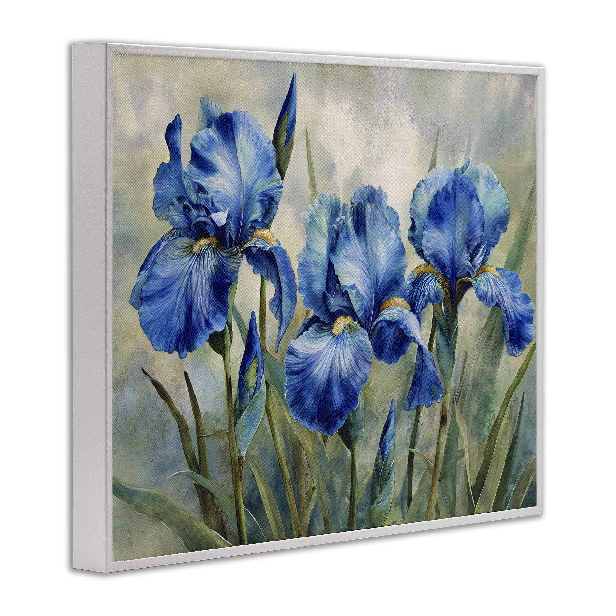 Stupell Industries Drawn Blue Iris Flowers White Framed Giclee Art, design by Franklyn Gregory