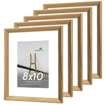 Scholartree 5 PACK 8x10 Wooden Picture Frames, 8x10 Matted to 5x7 Tabletop Picture Frame, Beige