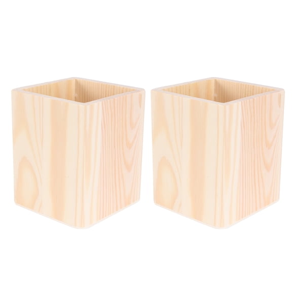 2 Pcs Pencil Case Fountain Pen Wooden Pot Pen Holder The Organizer Case Pencil Holder Office