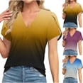thumbnail image 7 of Lovskoo Womens Short Sleeve T Shirts Striped Color Blocking V-Neck Cute Basic Tee Summer Tops Dressy Casual Yellow, 7 of 7