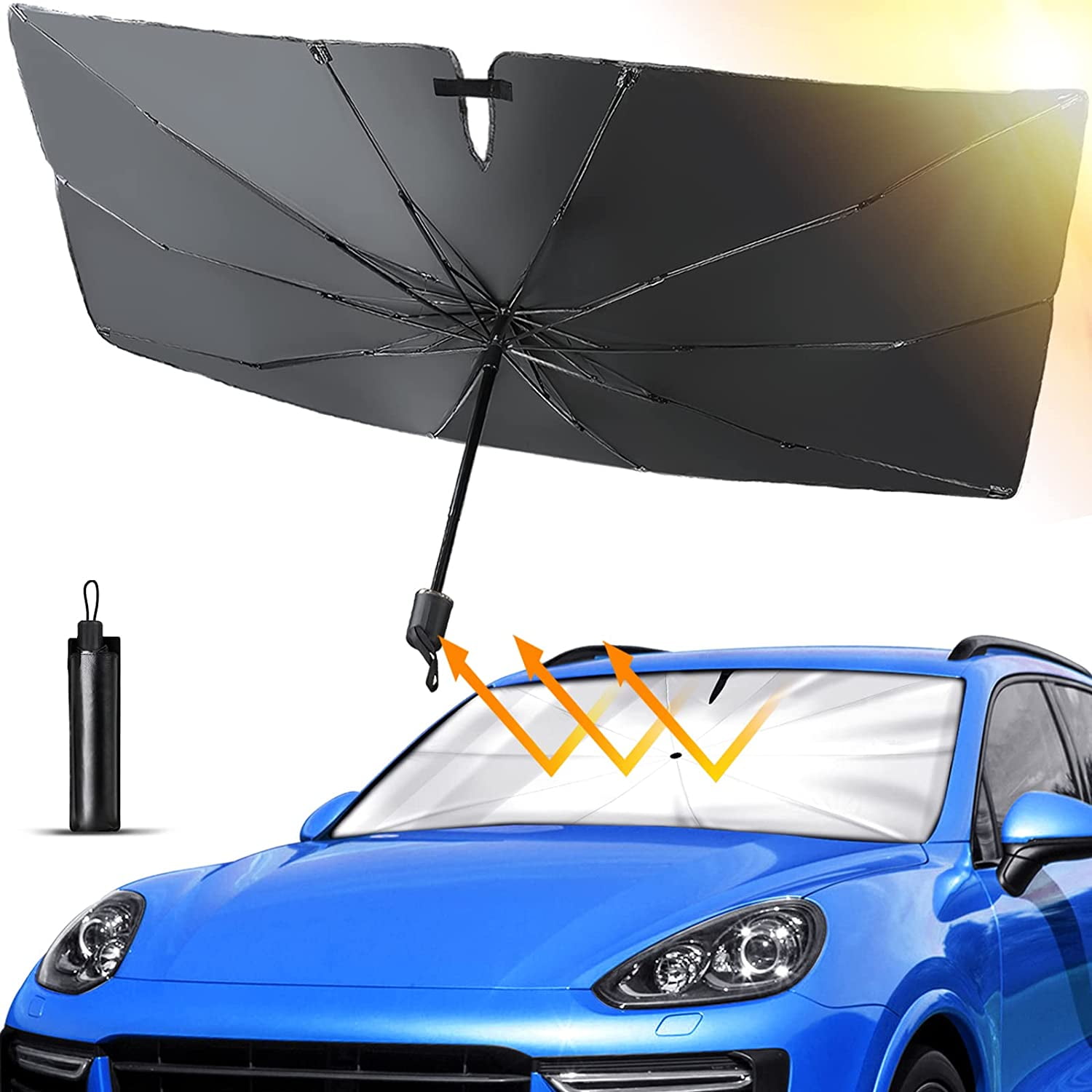 Car Windshield Sun Shade Umbrella, Foldable Car Front Window Sunshade