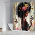 thumbnail image 2 of 4PCS African American Woman Bathroom Shower Curtain Set with Rugs, Afro Inspirational Quote Shower Curtain Sets with Hooks,Waterproof Fabric Black Queen Shower Curtains for Bathroom Decor, 2 of 7