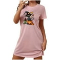 thumbnail image 1 of Camisón corto de talla grande para mujer, camisón de manga corta con estampado de pecho a la moda, camisón para mujer, 1 of 2